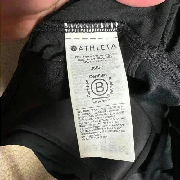 NWT  Athleta Black Swim Top Womens 36 B/c Hampton Pleated Bra Cup Tankini - Picture 5 of 5